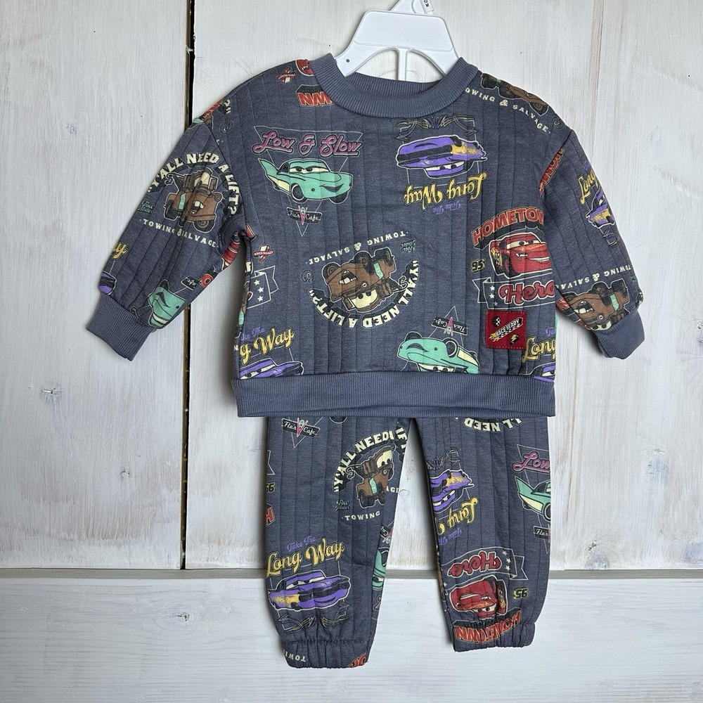 Disney Baby Cars Cars Land 2 Piece Set Pants & Top Long Sleeve Size 12 Months